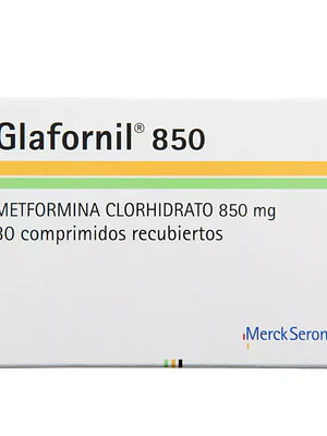 Glafornil Metformina 850 mg 30 Comprimidos recubiertos.