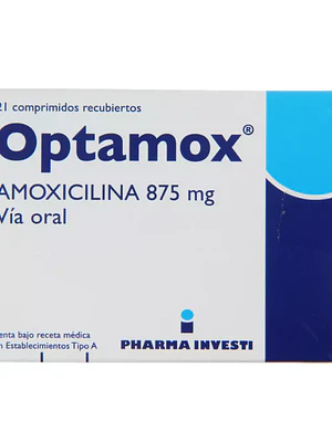 Optamox Amoxicilina 875 mg 21 Comprimidos recubiertos.
