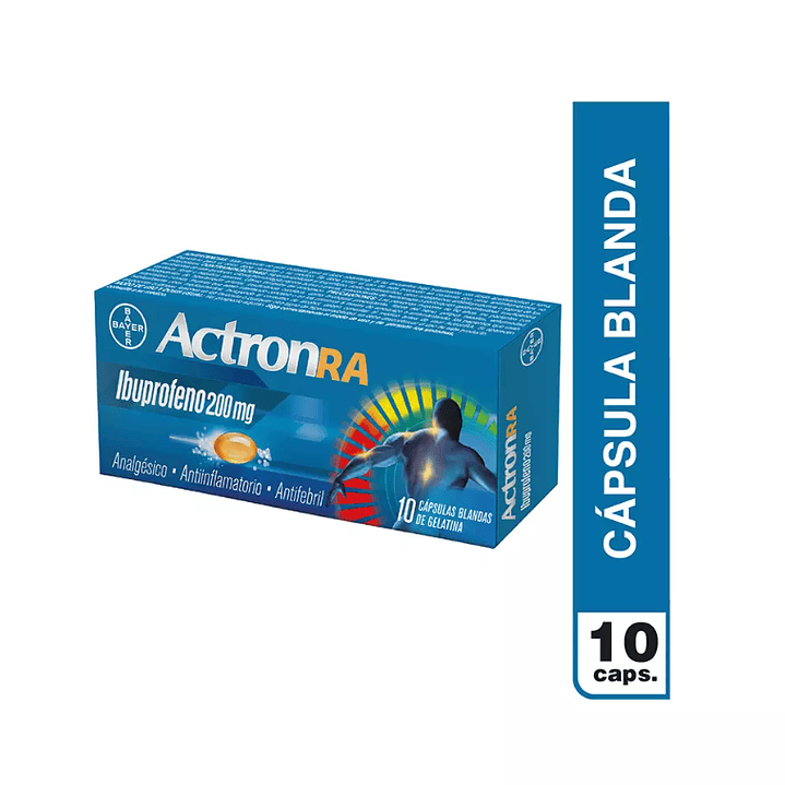 Ibuprofeno Actron 200 mg RA (R) 10 Cápsulas Blandas 1