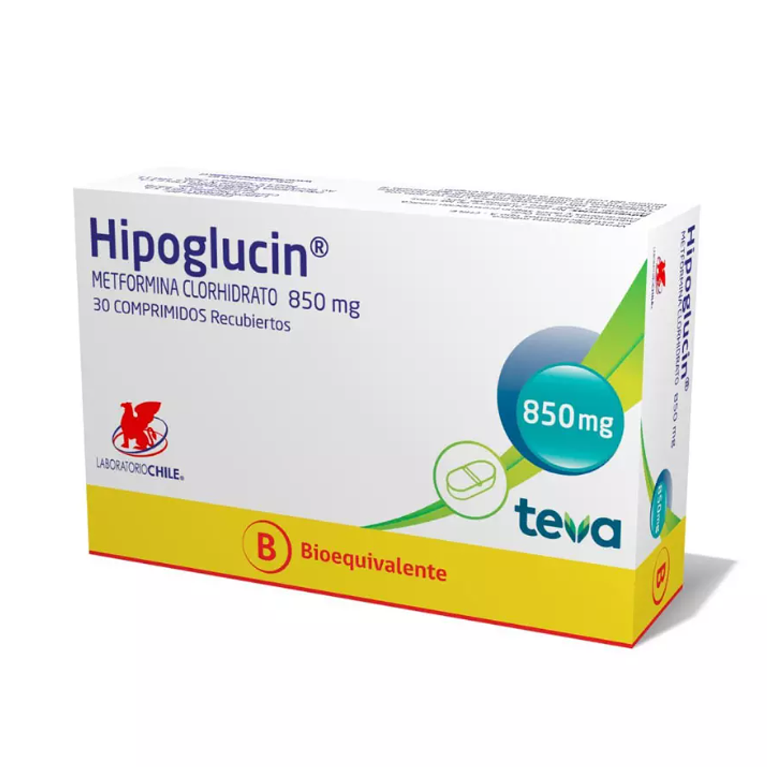 Hipoglucin (B) Metformina 850 mg 30 Comprimidos recubiertos. 1