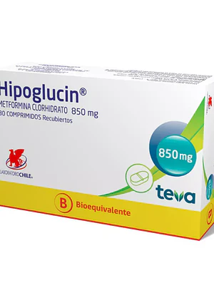 Hipoglucin (B) Metformina 850 mg 30 Comprimidos recubiertos.