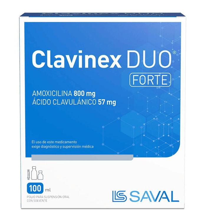 Clavinex Duo Forte Amoxicilina / Ácido Clavulánico 800/57 Suspensión Oral 100ml 1