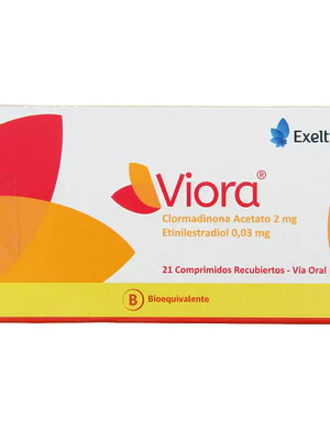 Viora (B) Clormadinona Etinilestradiol 21 Comprimidos recubiertos.
