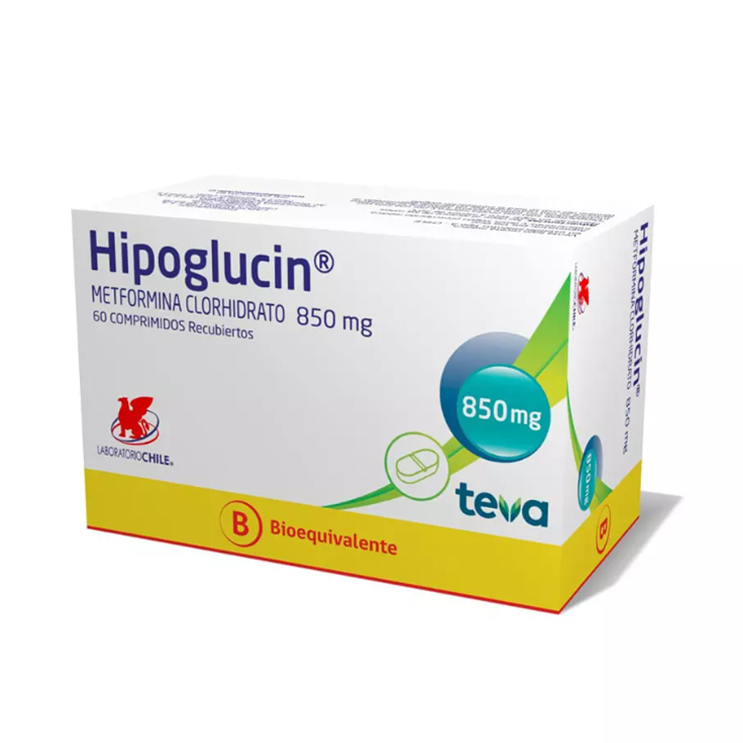 Hipoglucin (B) Metformina 850 mg 60 Comprimidos recubiertos. 1