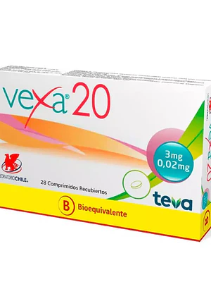 Vexa 20 (B) Drospirenona / Etinilestradiol 28 Comprimidos Recubiertos