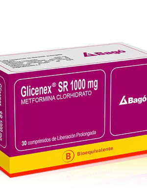 Glicenex SR (B) Metformina 1000 mg 30 Comprimidos.