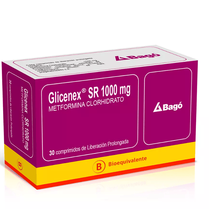 Glicenex SR (B) Metformina 1000 mg 30 Comprimidos Prolongados 1
