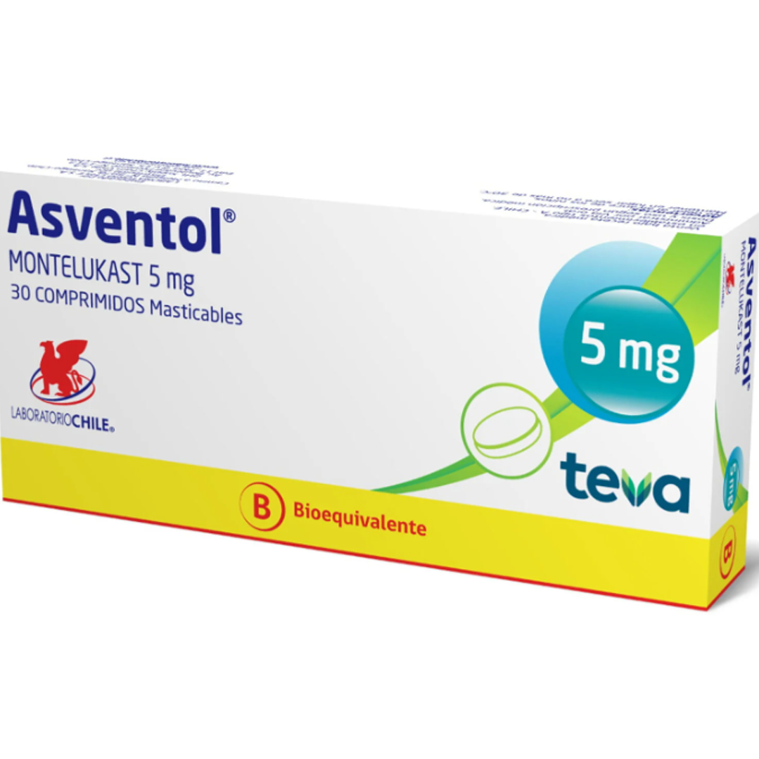 Asventol (B) Montelukast 5 mg 30 Comprimidos Masticables 1