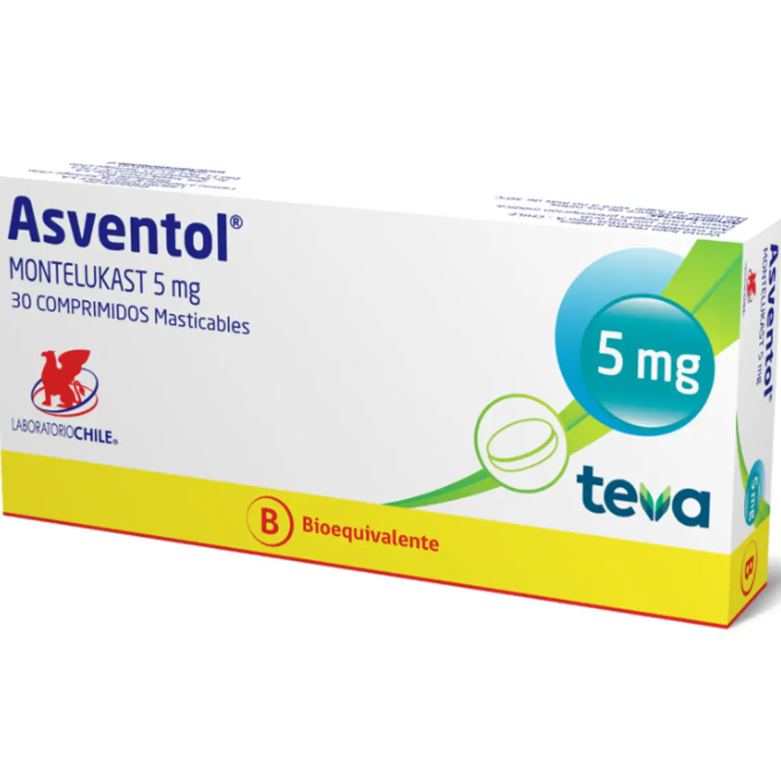 Asventol (B) Montelukast 5 mg 30 Comprimidos masticables. 1