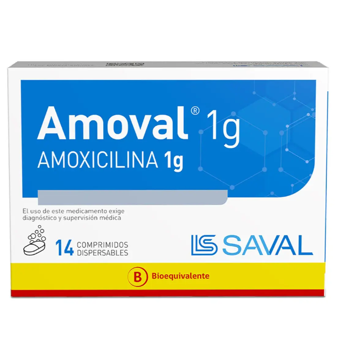 Amoval (B)  Amoxicilina 1 g 14 Comprimidos dispersables. 1