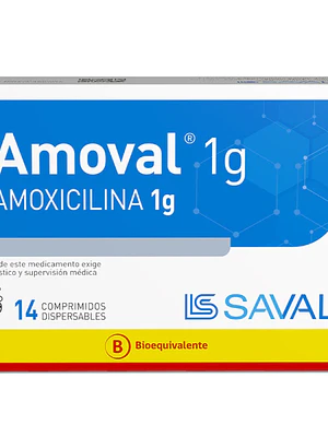 Amoval (B)  Amoxicilina 1 g 14 Comprimidos dispersables.