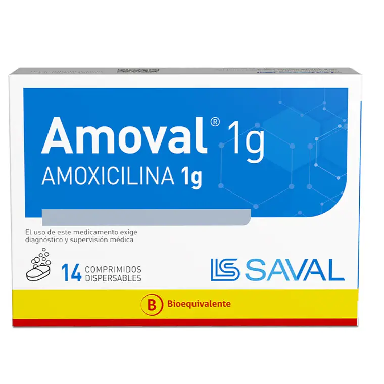 Amoval (B)  Amoxicilina 1 g 14 Comprimidos dispersables. 1