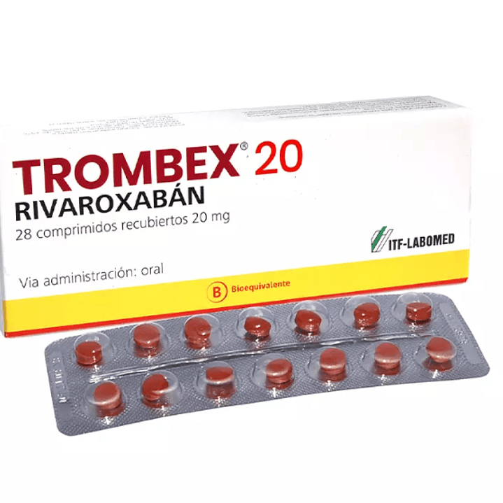 Trombex (B) Rivaroxabán 20 mg 28 Comprimidos recubiertos. 1