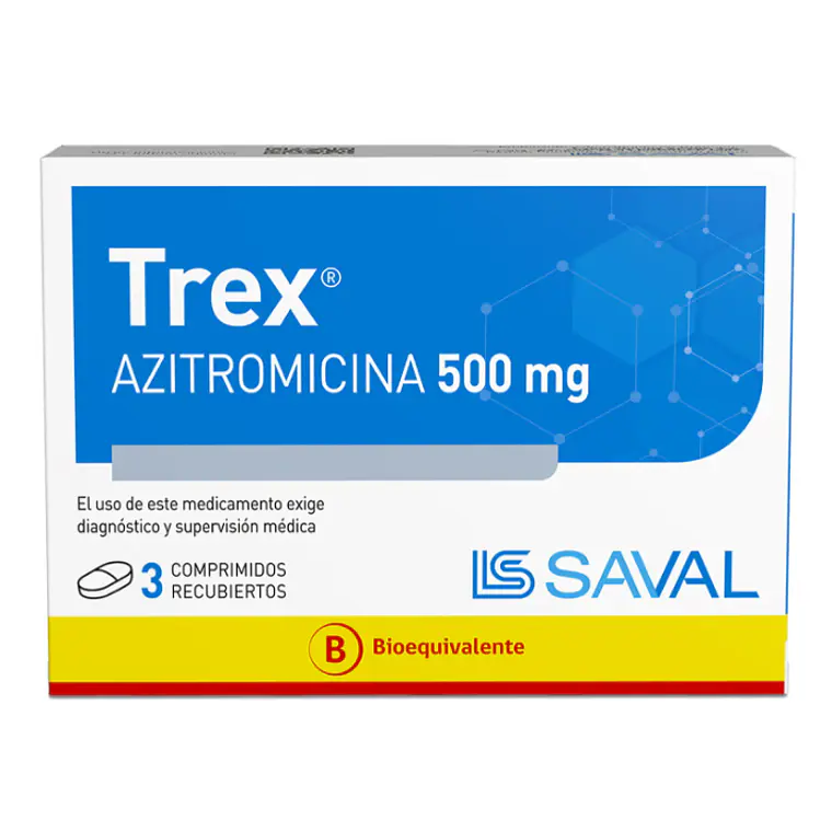 Trex (B) Azitromicina 500 mg 3 Comprimidos recubiertos. 1