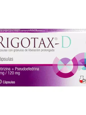 Rigotax-D Cetirizina,Pseudoefedrina 5/120 mg 30 Cápsulas.