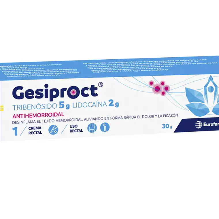 Gesiproct Lidocaína Tribenosido Antihemorroidal Crema 30 g. 1