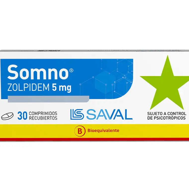 Somno (B) Zolpidem 5 mg 30 Comprimidos. Medicamento controlado, venta presencial. 1