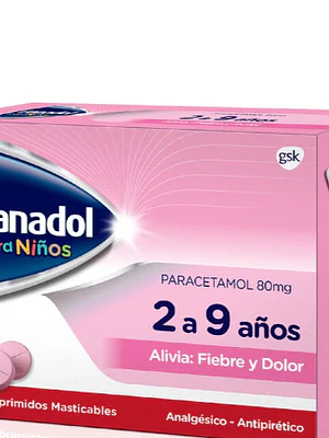 Panadol Niños (B) Paracetamol 80 mg 20 Comprimidos masticables.