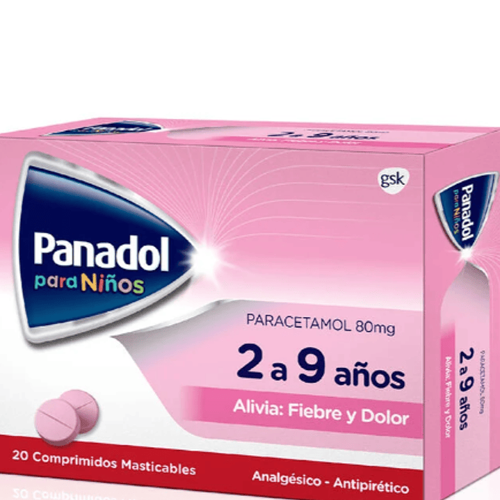 Panadol niños (B) Paracetamol 80 mg 20 Comprimidos Masticables. 1