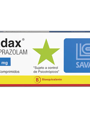 Adax (B) Alprazolam 1 mg 30 Comprimidos. Medicamento controlado, venta presencial.