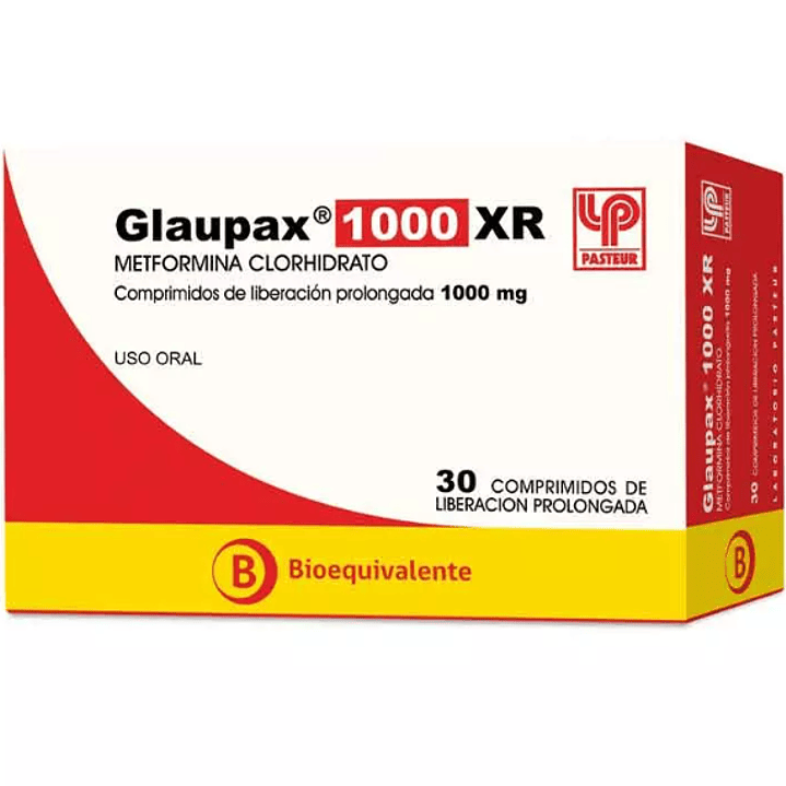 Glaupax XR (B) Metformina 1000 mg 30 Comprimidos Prolongados. 1