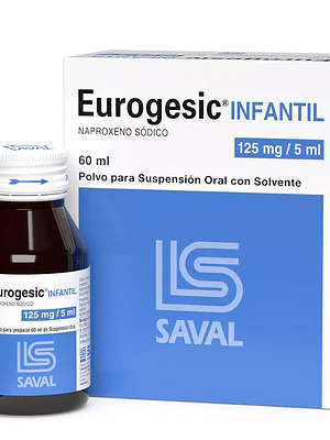 Eurogesic Naproxeno 125 mg / 5 ml  Polvo para suspensión oral Infantil 60 ml.