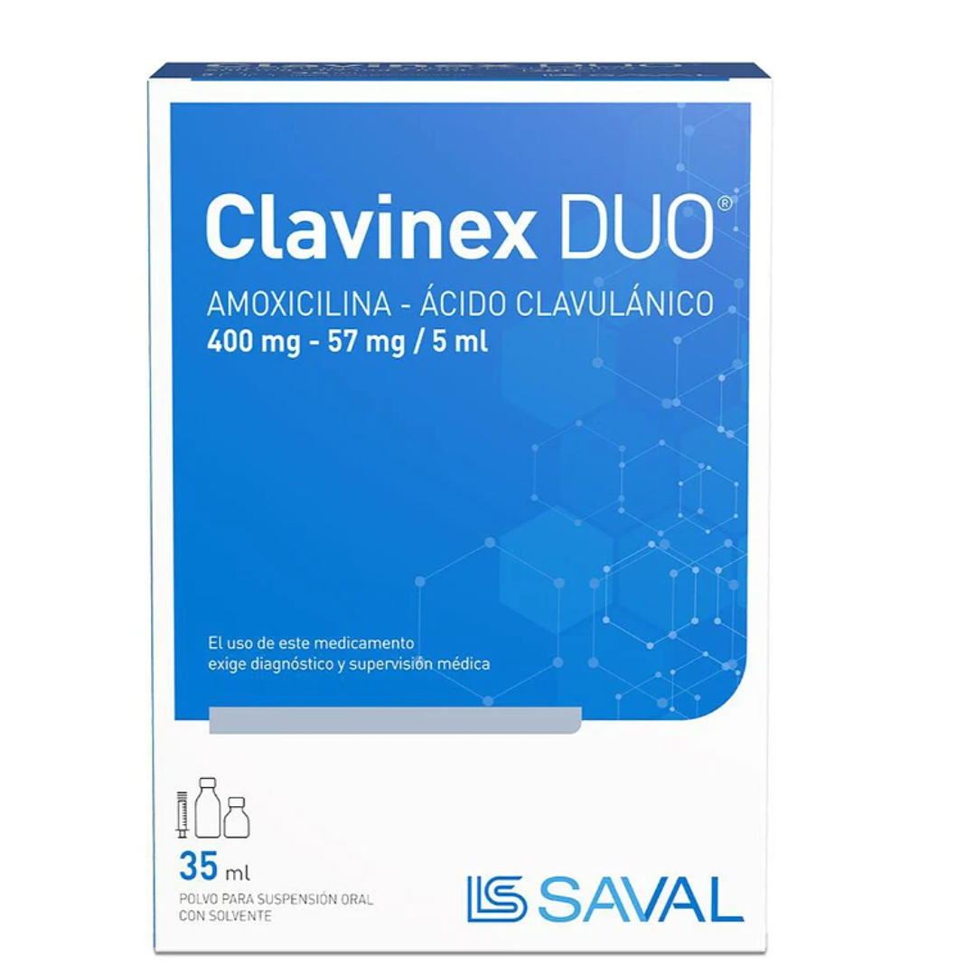 Clavinex Duo 400 mg 57 mg / 5 ml  Suspensión oral 35 ml. 1