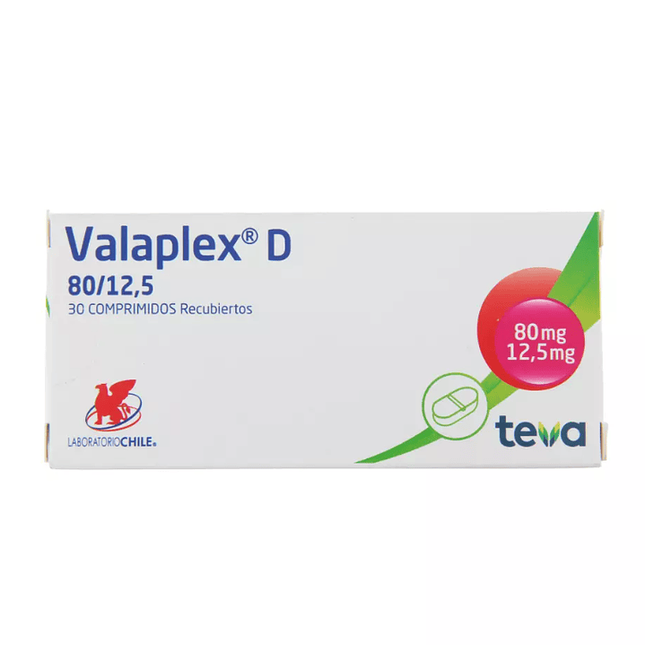 Valaplex D Valsartan / Hidroclorotiazida 80/12,5 30 Comprimidos Recubiertos. 1
