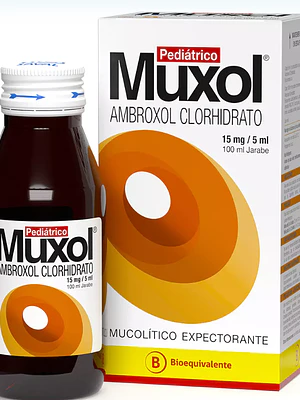 Muxol (B) Ambroxol 15 mg / 5 ml Jarabe pediátrico 100 ml.