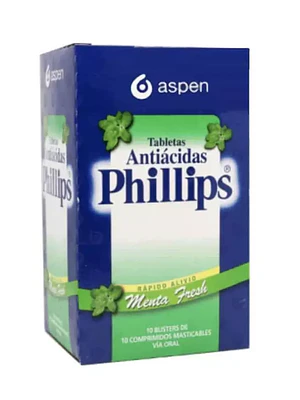 Phillips Antiácido Menta 10 Comprimidos.