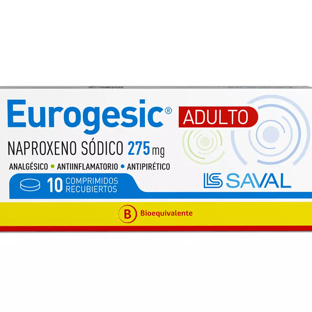 Eurogesic Adulto Naproxeno Sódico 275 mg 10 Comprimidos Recubiertos. 1