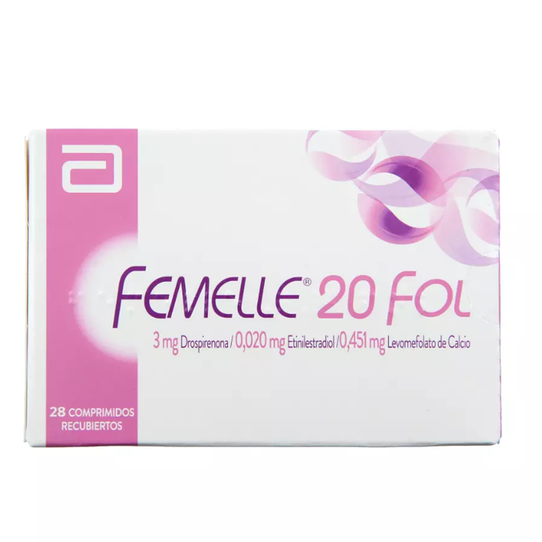 Femelle 20 fol Drospirenona, Etinilestradiol 28 Comprimidos recubiertos. 1