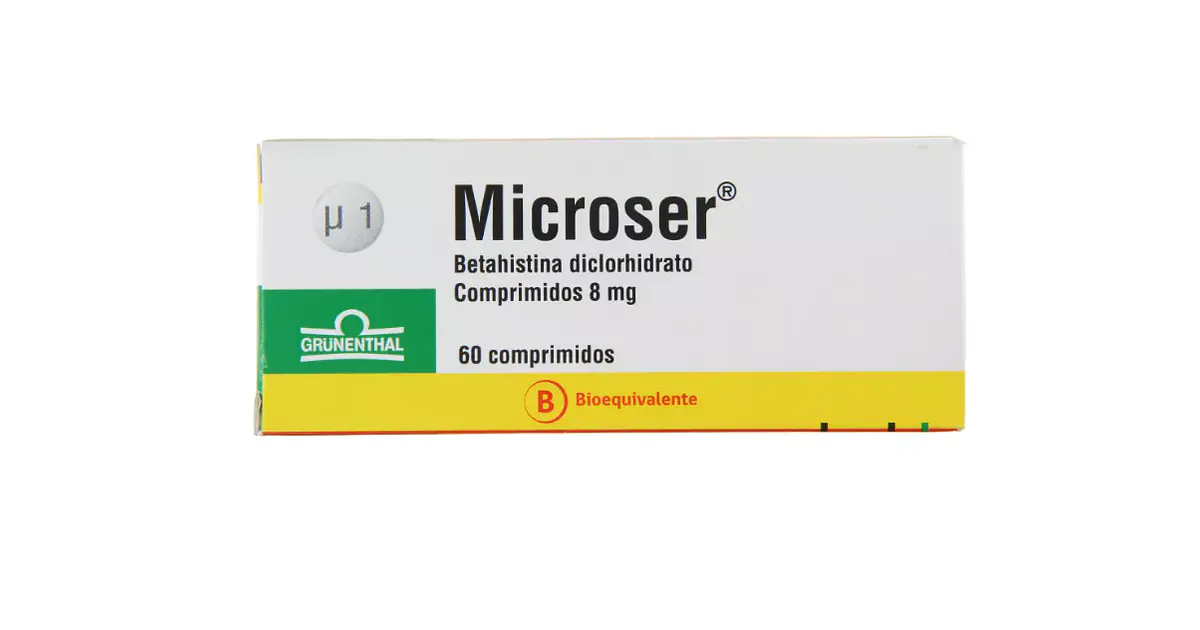 Microser (B) Betahistina 8 mg 60 Comprimidos.