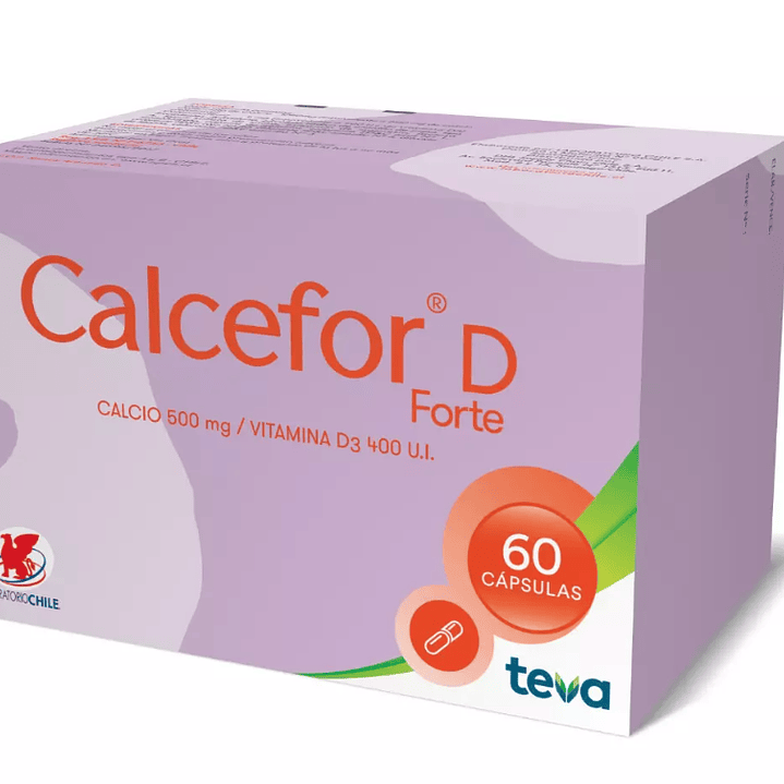 Calcefor D Forte Calcio / Vitamina D3 60 Cápsulas. 1