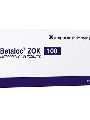 Betaloc Zok Metoprolol 100 mg 30 Comprimidos.