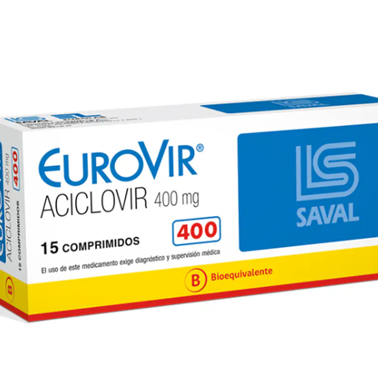 Eurovir (B) Aciclovir 400 mg 15 Comprimidos. 1