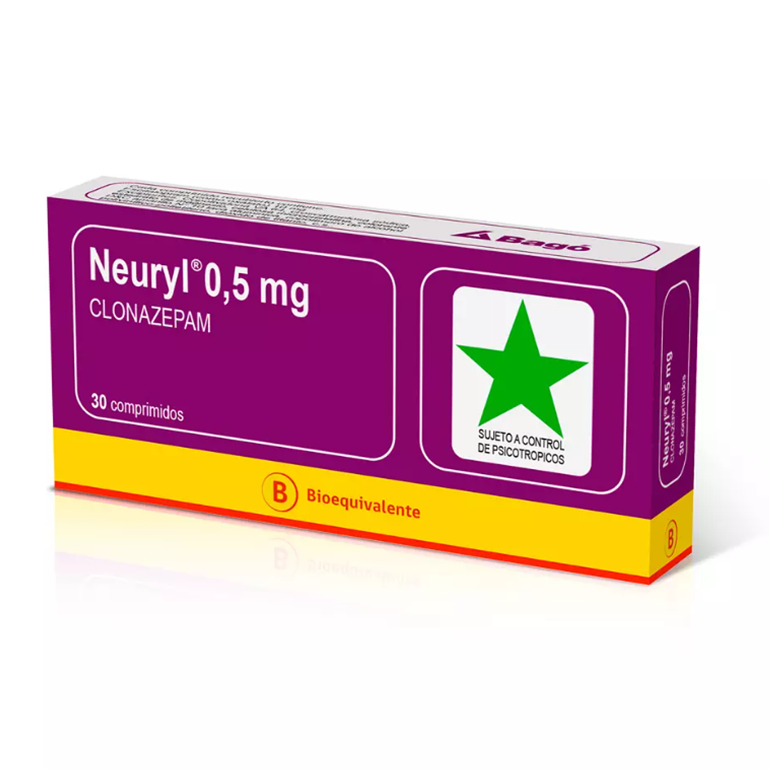 Neuryl (B) Clonazepam 0,5 mg 30 Comprimidos. (Disponible sólo para compra en Local) 1