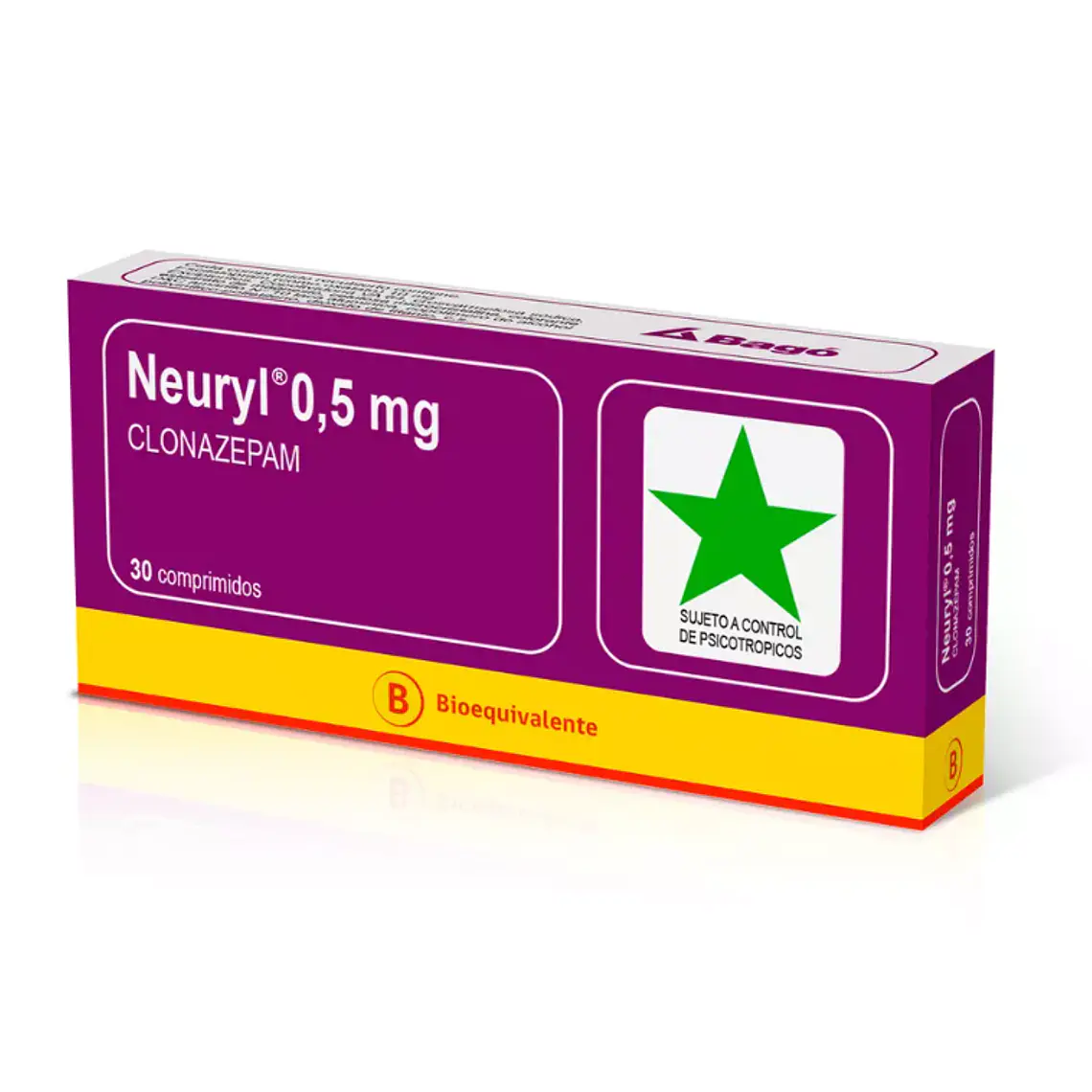Neuryl (B) Clonazepam 0,5 mg 30 Comprimidos. Medicamento controlado, venta presencial 1