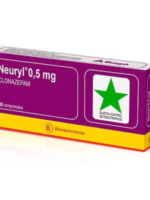 Neuryl (B) Clonazepam 0,5 mg 30 Comprimidos. Medicamento controlado, venta presencial