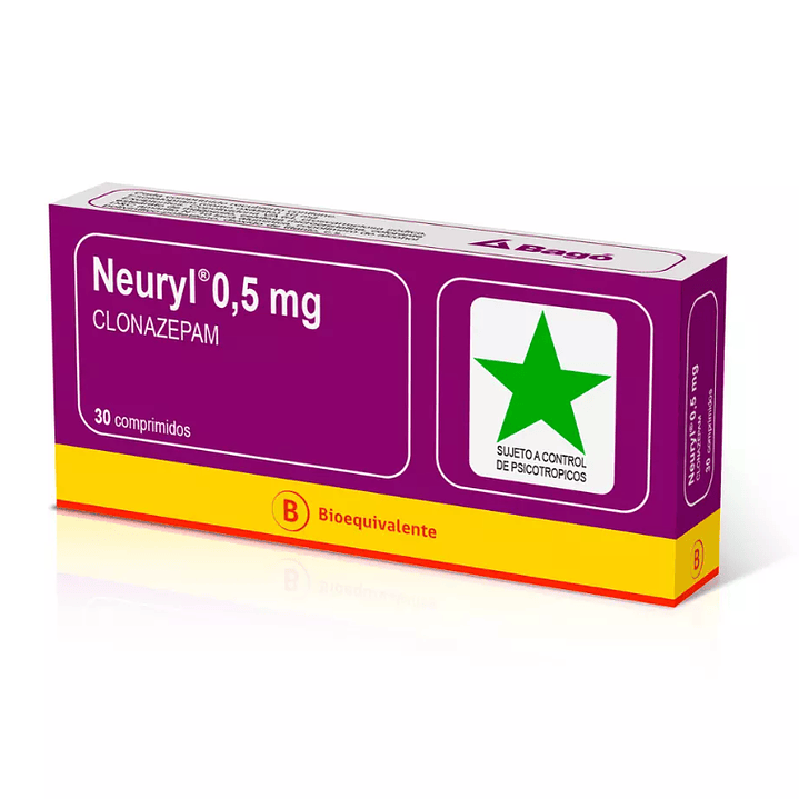 Neuryl (B) Clonazepam 0,5 mg 30 Comprimidos. (Disponible sólo para compra en Local) 1