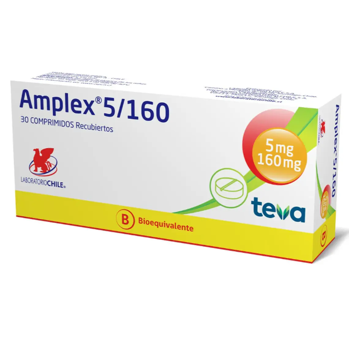 Amplex (B) Amlodipino Valsartán  5/160 mg 30 Comprimidos. 1