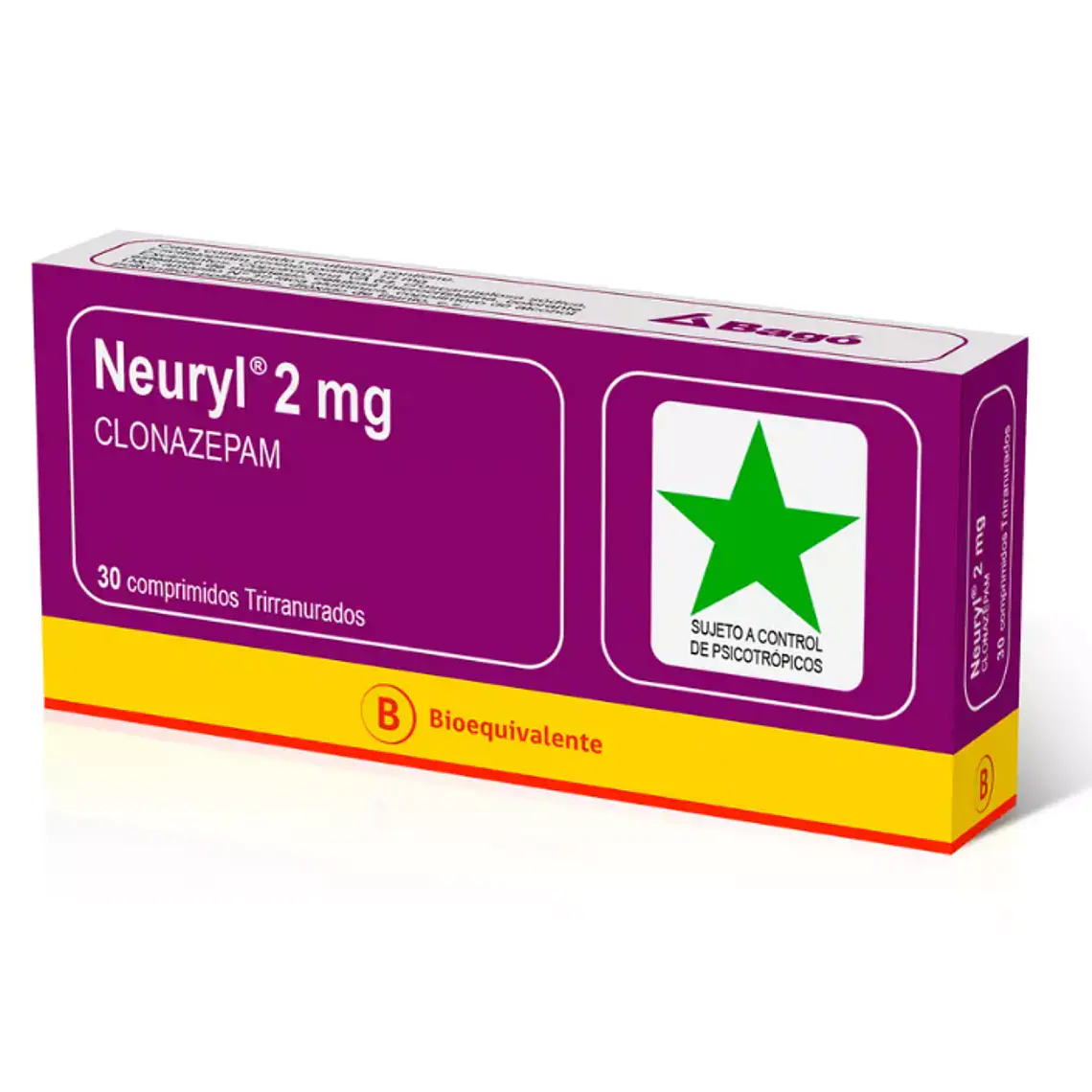 Neuryl (B) Clonazepam 2 mg 30 Comprimidos. Medicamento controlado, venta presencial. 1