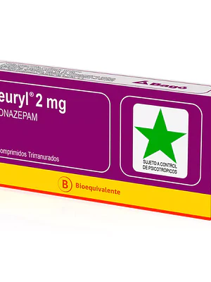 Neuryl (B) Clonazepam 2 mg 30 Comprimidos. Medicamento controlado, venta presencial.