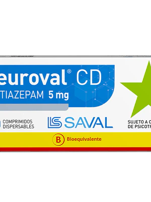 Neuroval CD (B) Clotiazepam 5 mg 30 Comprimidos. Medicamento controlado, venta presencial