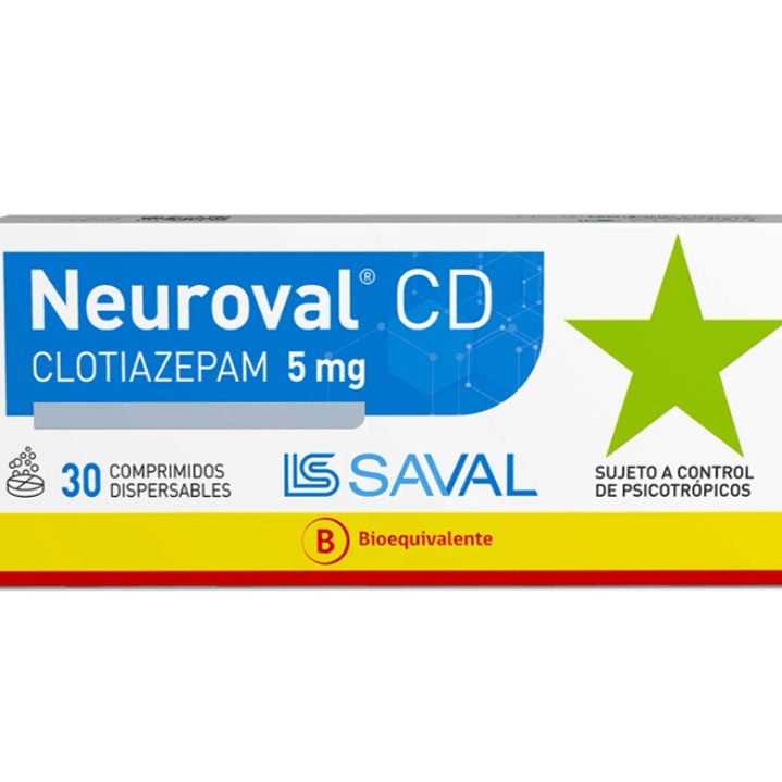 Neuroval CD Clotiazepam 5 mg 30 Comprimidos. (Disponible solo para compra en Local) 1