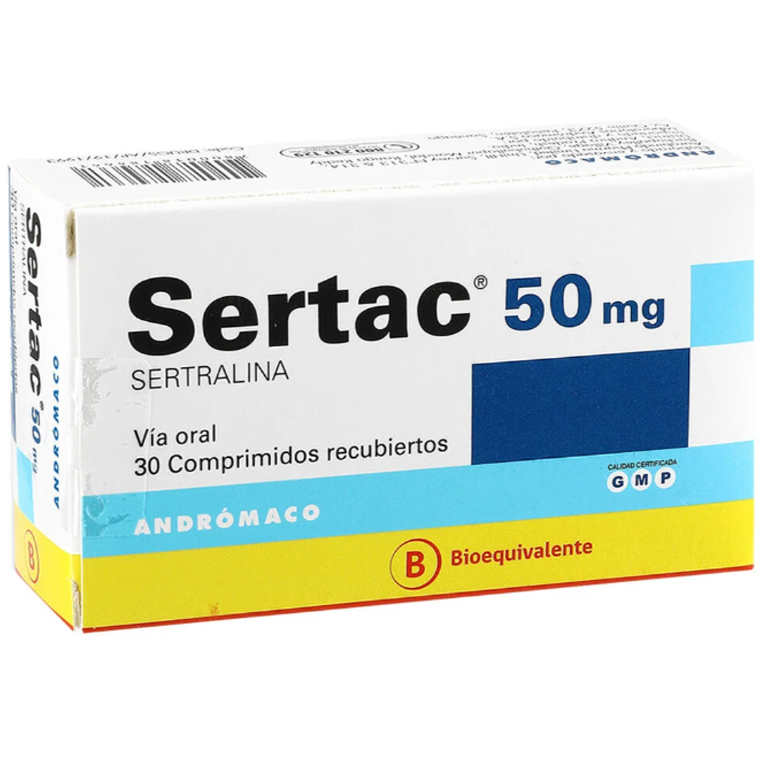 Sertac (B) Sertralina 50 mg 30 Comprimidos recubiertos. 1
