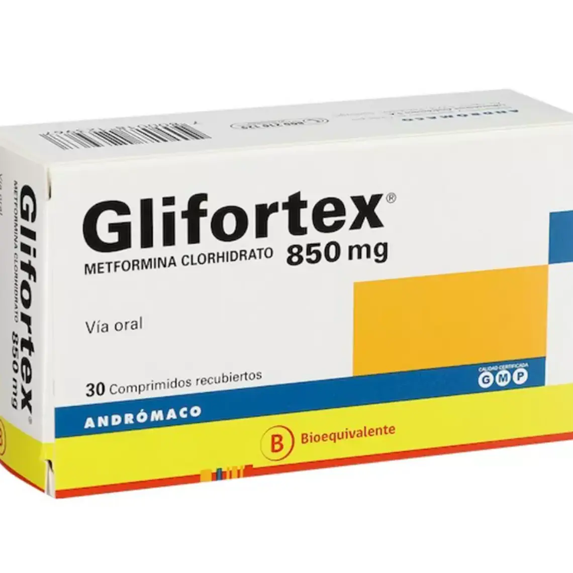 Glifortex (B) Metformina 850 mg 30 Comprimidos. 1
