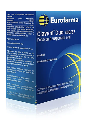 Clavam Duo 400/57 mg/ 5 ml  Polvo para suspensión oral 70 ml.