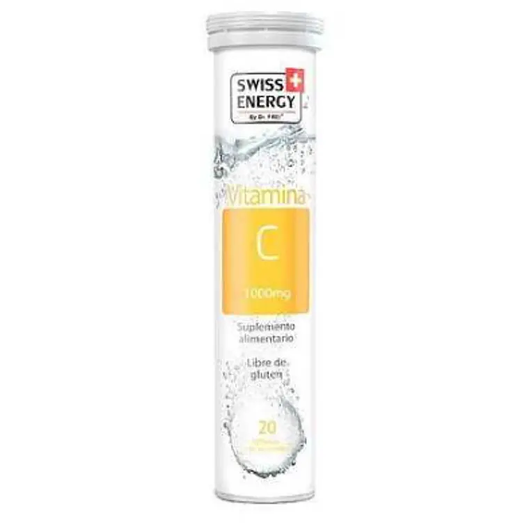 Vitamina C 1.000 mg 20 Tabletas efervescentes sabor Limón. Swiss Energy 1