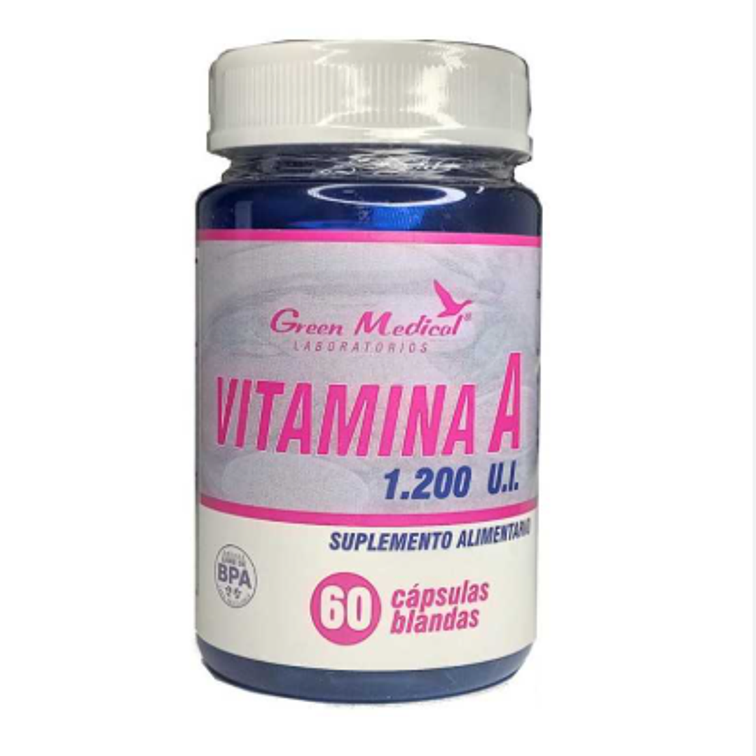 Vitamina A 1.200 U.I. 60 Cápsulas blandas. Green Medical. 1